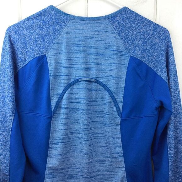 Athleta Running Wild Heathered Blue Long Sleeve Top, Size Medium, Crew Neck - Picture 8 of 9